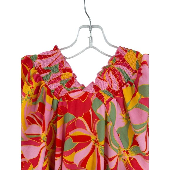 Pleione Women's Floral Print Smocked Top Size Medium‎ Boho Casual - Picture 10 of 10